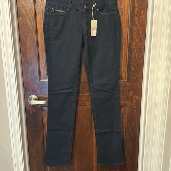 Ann Taylor Modern Fit Slim Leg Dark Blue Denim Jeans NWT - Picture 2 of 8